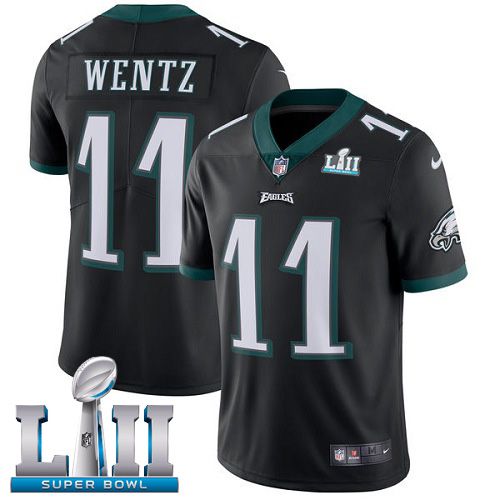 Men Philadelphia Eagles #11 Wentz Black Limited 2018 Super Bowl NFL Jerseys